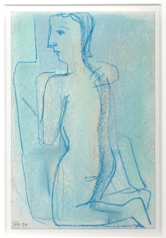 Drawing — blue pastel